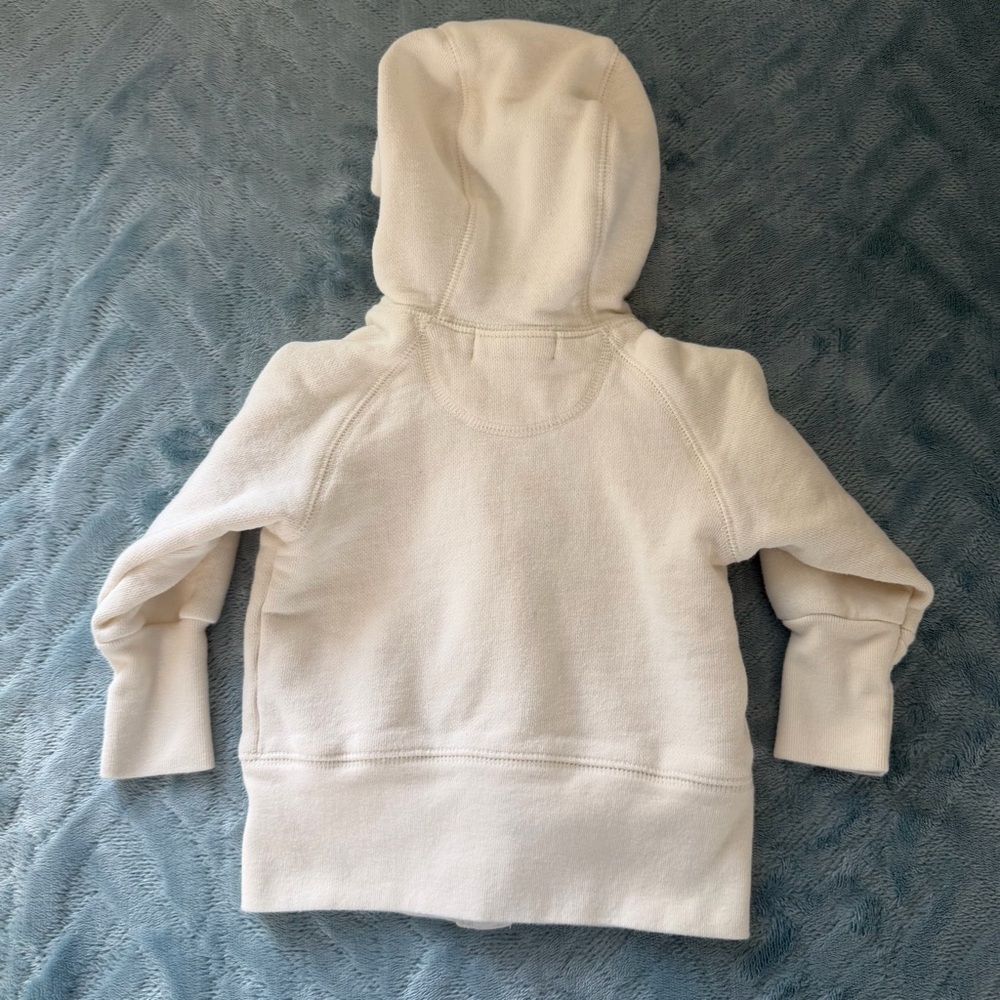 Ralph Lauren Baby Cream Cotton Hoodie Jacket 12M Pink Pony Logo Preppy Soft Cozy - Picture 6 of 10